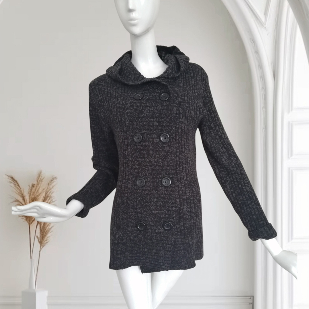 Carol Rose Charcoal Double-Breasted Cardigan
